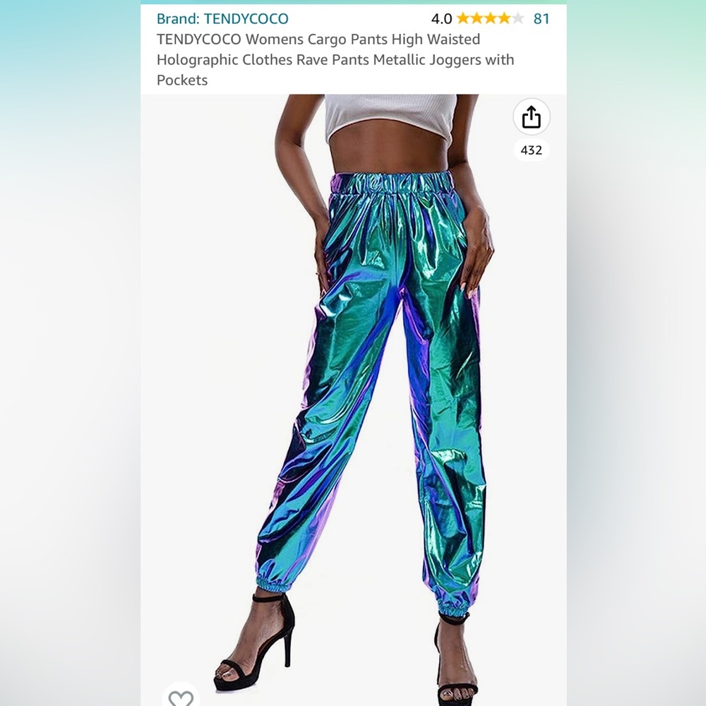 Metallic joggers, rave outfit